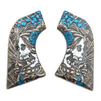 Ruger XR3 New maple grips - Skull Flowers Blue / hand-painted
