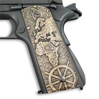 1911 Full-Size Bobtail Maple Grips - Map / Hand-painted