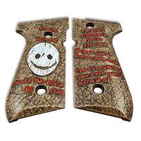 Beretta 92 Full-Size Maple Grips - Please Help Me / Hand-painted