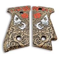 Beretta 92S Maple Grips - Skull Rose / Hand-painted