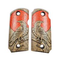 Kimber Micro 9 maple grips - Red Raven / hand-painted