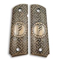 1911 full-size maple grips - Rune Fehu / hand-painted