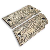 Coonan 357 Magnum Compact-Size Maple Grips - Archangel Michael Statue / Hand-painted
