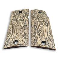Coonan 357 Magnum Compact-Size Maple Grips - Archangel Michael Statue / Hand-painted