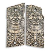 Coonan 357 Magnum compact-size maple grips - Demon Samurai / hand-painted