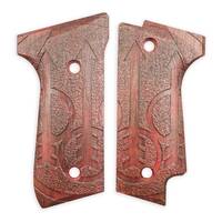Beretta 92S maple grips - Beretta Logo Dark Cherry / hand-painted
