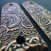 1911 Full-Size Bobtail Maple Grips - Celtic Gates / Hand-painted
