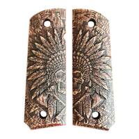 1911 full-size maple grips - War Chief Cherry / hand-painted