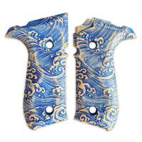 Arex Rex Zero 1 Standard Palm Swell maple grips - Japan Wave / hand-painted