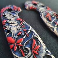 Ontario RAT-1 maple handle scales - Japanese Maple / hand-painted