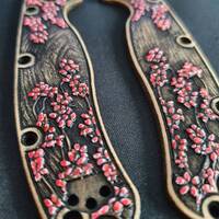 Ontario RAT-2 maple handle scales - Sakura / hand-painted