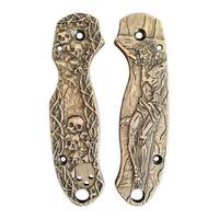 Spyderco Para 3 maple handle scales - Crucifixion / hand-painted