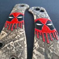 CIVIVI Elementum Button Lock maple handle scales - Deadpool / hand-painted