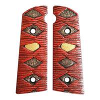 Hudson H9 maple grips - Katana Red Gold Coin / hand-painted