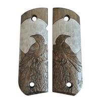 1911 full-size Round Butt maple grips - Moon Raven Black / hand-painted