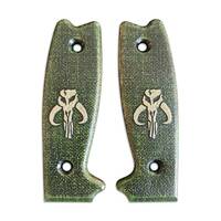 Ontario RAT-3 maple handle scales - Mythosaur Skull Green / hand-painted