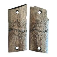 Coonan 357 Magnum compact-size maple grips - Sacred Heart Black / hand-painted