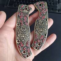 Spyderco Tenacious maple handle scales - Sakura Wolves / hand-painted