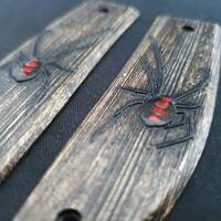 CIVIVI Trailblazer XL maple handle scales - Black Widow / hand-painted