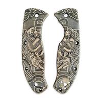 Spyderco Tenacious Tip Up lefty maple handle scales - Celtic Heart / hand-painted
