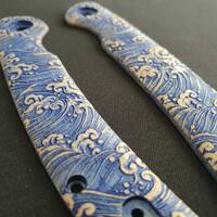 CIVIVI Imperium maple handle scales - Japan Wave / hand-painted