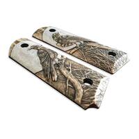 1911 Compact-Size Officers Maple Grips - Moon Raven / Hand-painted