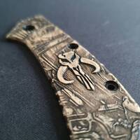 Kershaw Cryo 1555G10 maple handle scales - Mythosaur Skull / hand-painted