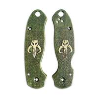 Spyderco Para 3 maple handle scales - Mythosaur Skull Green / hand-painted