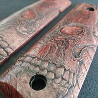 1911 Full-Size Maple Grips - Rise Up Skull Dark Cherry / Hand-painted