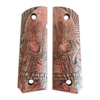 1911 full-size maple grips - Rise Up Skull Dark Cherry / hand-painted