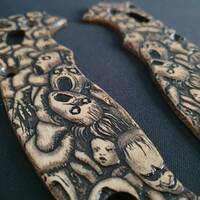 Scared Faces Lefty - Spyderco Manix 2 Knife Scales by Svechnikov Knives