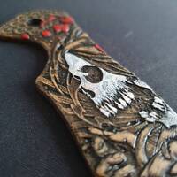 Kershaw Emerson CQC 6K/7K maple handle scales - Skull Rose / hand-painted