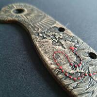 ESEE Avispa maple handle scales - Treasure Map / hand-painted
