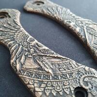 Leatherman K500X/K501X maple handle scales - War Chief / hand-painted