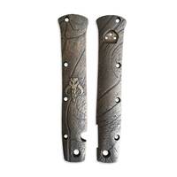 Wood Bark X Mythosaur Skull (3169) - Cold Steel Ti-Lite 4 Knife Scales by Svechnikov Knives