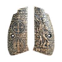 CZ 75 compact maple grips - Arch Michael X St Benedict Medal / hand-painted