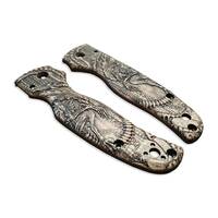 Spyderco Shaman maple handle scales - Alien / hand-painted