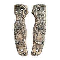 Spyderco Shaman maple handle scales - Alien / hand-painted