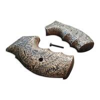 Smith And Wesson K/L Frame Round Butt Maple Grips - Aztec / Hand-painted