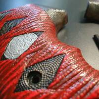 Smith And Wesson K/L Frame Round Butt Maple Grips - Katana Red Silver Coin / Hand-painted