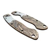Spyderco Military maple handle scales - Moon Raven / hand-painted