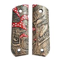 1911 full-size Round Butt maple grips - Mushrooms / hand-painted