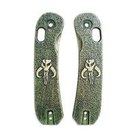Knafs Lander 3 maple handle scales - Mythosaur Skull Green / hand-painted