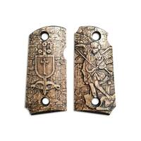 Kimber Micro 9 maple grips - Quis Ut Deus / hand-painted
