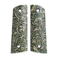 1911 full-size Magwell maple grips - Wild Thickets Green / hand-painted