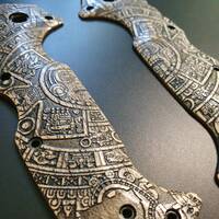 Cold Steel AD-10 maple handle scales - Aztec / hand-painted