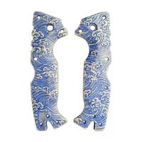 Cold Steel AD-10 maple handle scales - Japan Wave / hand-painted