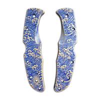 Spyderco Endura 4/Matriarch 2 maple handle scales - Japan Wave / hand-painted