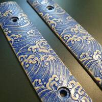 TwoSun TS394 maple handle scales - Japan Wave / hand-painted