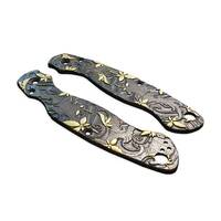 Spyderco Military 2 maple handle scales - Japanese Maple Black Gold / hand-painted